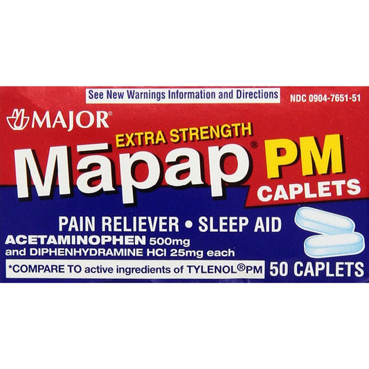Acetaminophen PM Caplets 500mg Extra Strength 50 Count