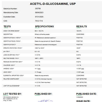 Acetyl-D-Glucosamine USP For Compounding (API) (Rx)