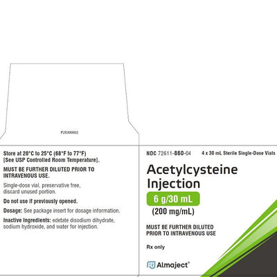Acetylcysteine for Injection 6 g/30 mL Single-Dose Vial 30 mL x 4/Pack by Almaject (RX)