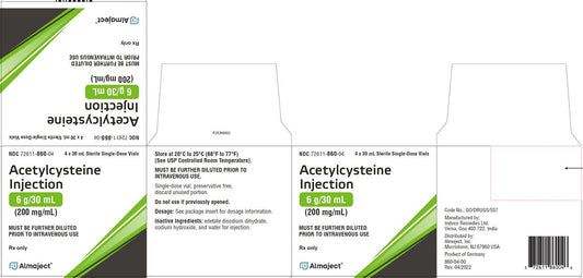 Acetylcysteine for Injection 6 g/30 mL Single-Dose Vial 30 mL x 4/Pack by Almaject (RX)