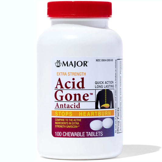Acid Gone Extra Strength Antacid Chewable Tablets, Anti-Acid Relief, 100 Count