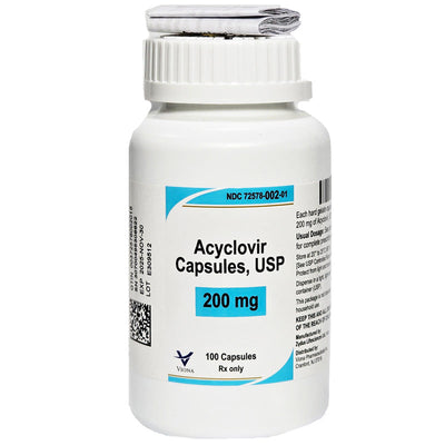 Acyclovir 200mg Capsules 100 Count (RX)