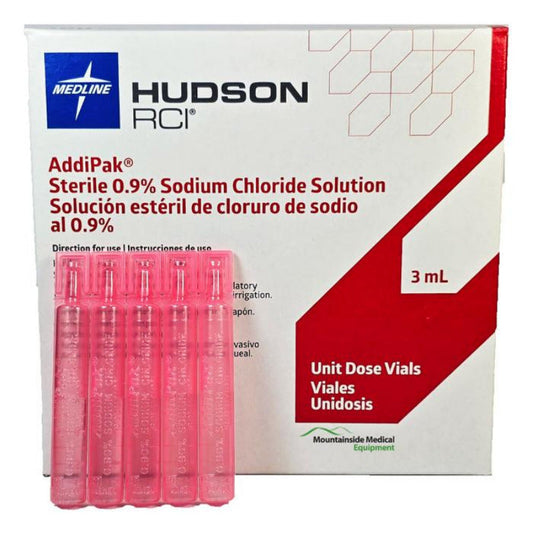 Addipak Sodium Chloride Inhalation Solution 0.9% Saline 3 mL 100 Unit Dose Vials by Medine