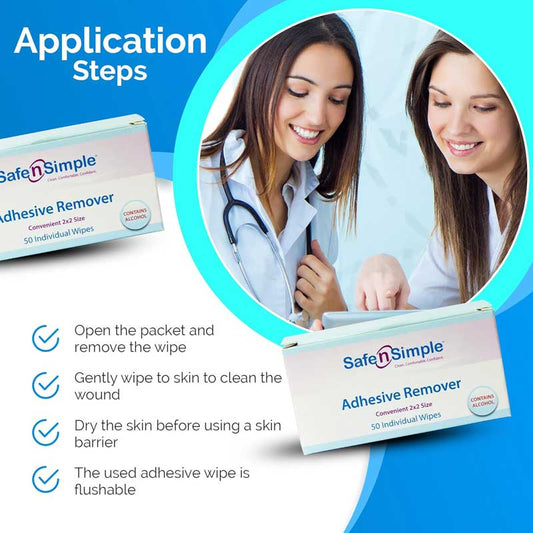 Adhesive Remover Pads by Safe N Simple 50 Count