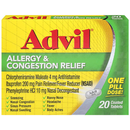 Advil Allergy & Congestion Relief Pain Reliever/Nasal Decongestant Tablets 10 Count
