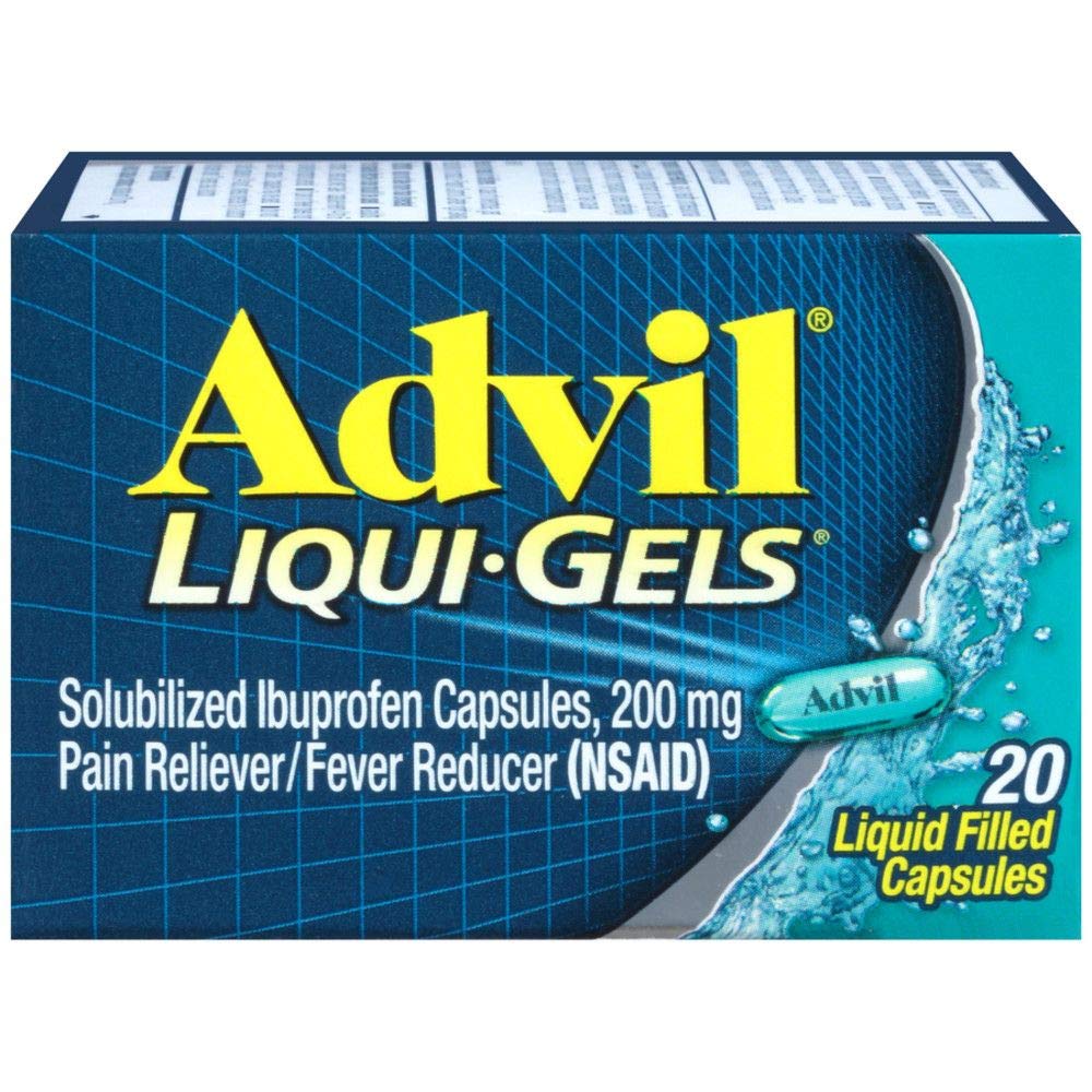 Advil Liqui-Gel Caps, 200mg Easy-to-Swallow Pain Relief Gelcaps, 20 Count