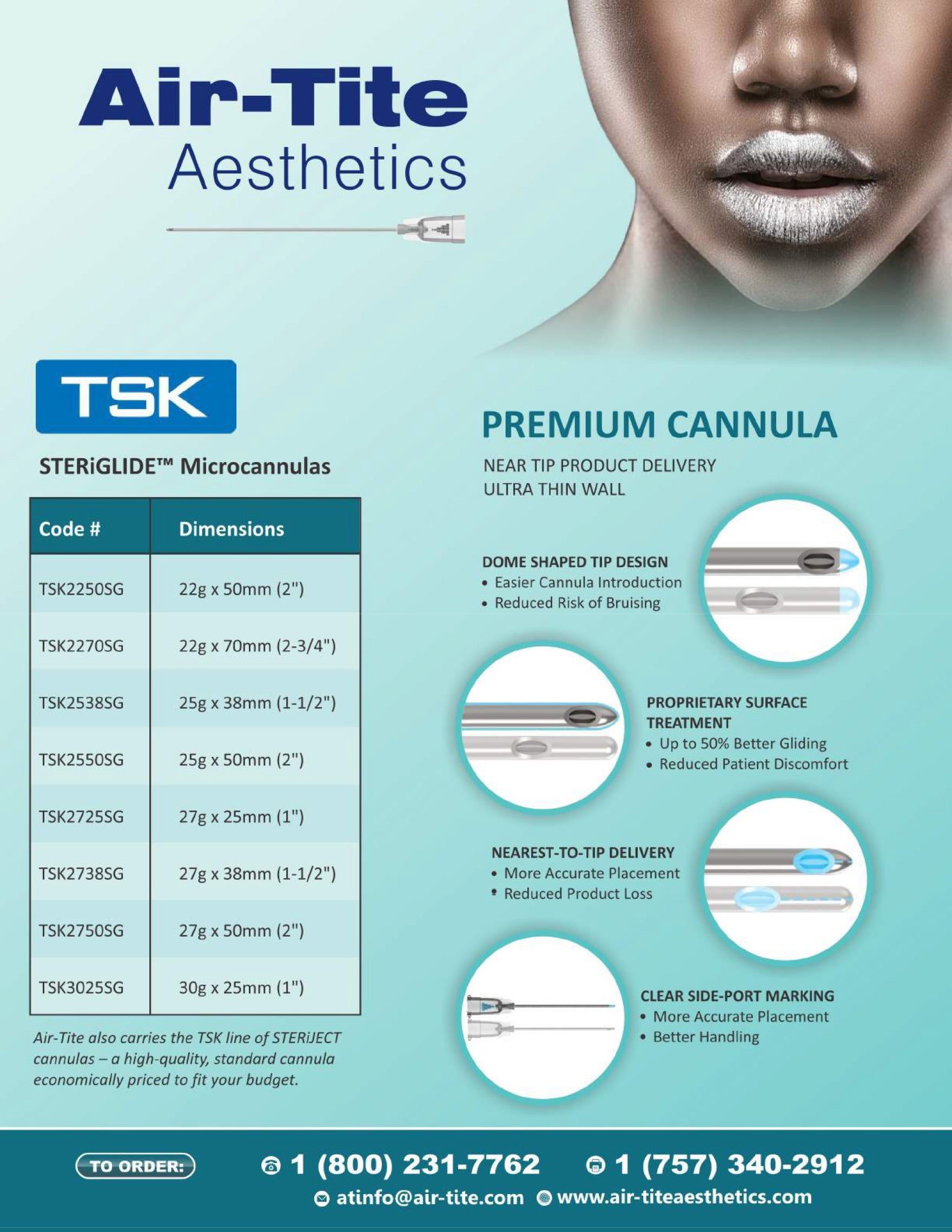 SteriGlide Dermal Filler MicroCannulas Needles 25 Gauge X 2 Inch, 20/Box