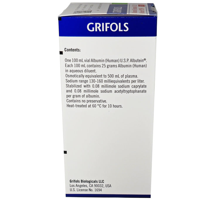 Albutein 25% (Human) Albumin Single-Dose Vial Preservative-free 100 mL (RX)