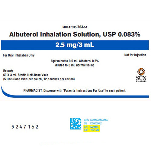 Albuterol Sulfate Inhalation Solution 0.083% USP 3 mL, 30 Count (Rx)