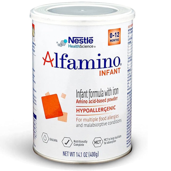 Alfamino Infant Formula for Babies with Iron Powder, Amino Acid-Based Powder, Hypoallergenic 14.1 oz Cans 6/Case