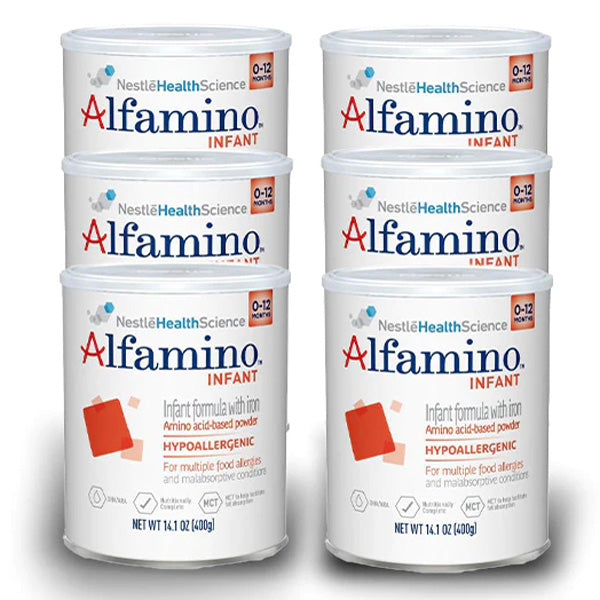 Alfamino Infant Formula for Babies with Iron Powder, Amino Acid-Based Powder, Hypoallergenic 14.1 oz Cans 6/Case