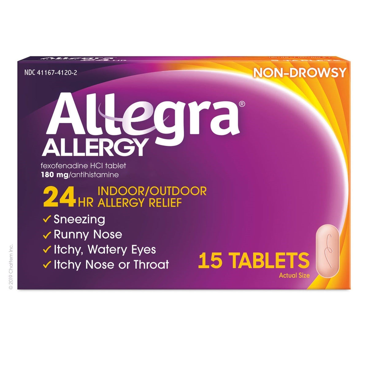 Allegra 24 Hour Allergy Relief Non-Drowsy 180 mg Tablets 15 Count