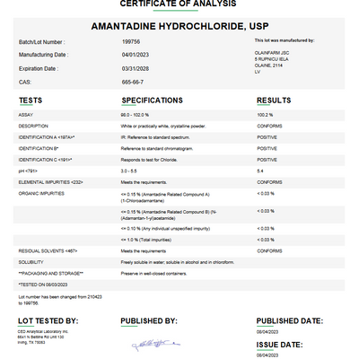 Amantadine Hydrochloride USP For Compounding (API) (Rx)