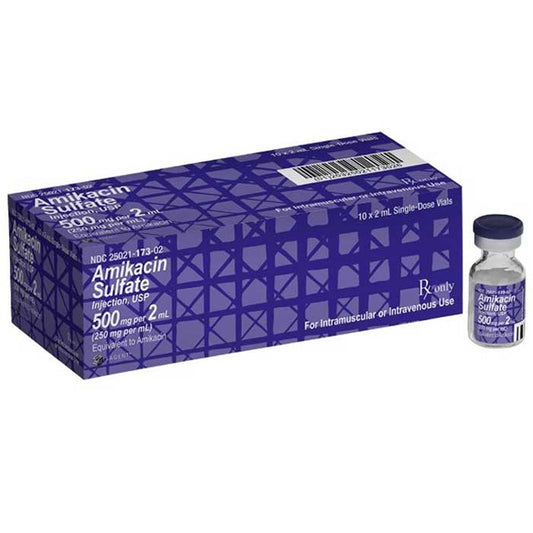 Amikacin Sulfate injection 250 mg/mL Single Dose Vials 2 mL x 10/Box Sagent (RX)