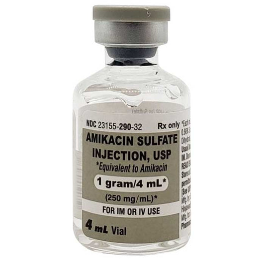 Amikacin Sulfate Injection 250 mg/mL Single Dose Vials 4 mL x 10/Box (RX)