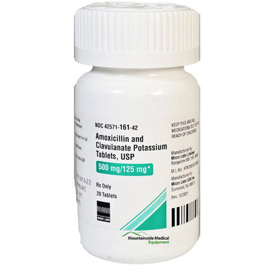 Amoxicillin and Clavuianate Potassium Tablets 500 mg/125 mg 20 Count (RX)