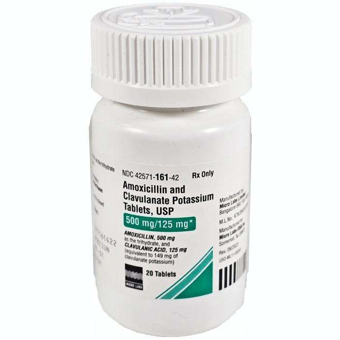 Amoxicillin and Clavuianate Potassium Tablets 500 mg/125 mg 20 Count (RX)