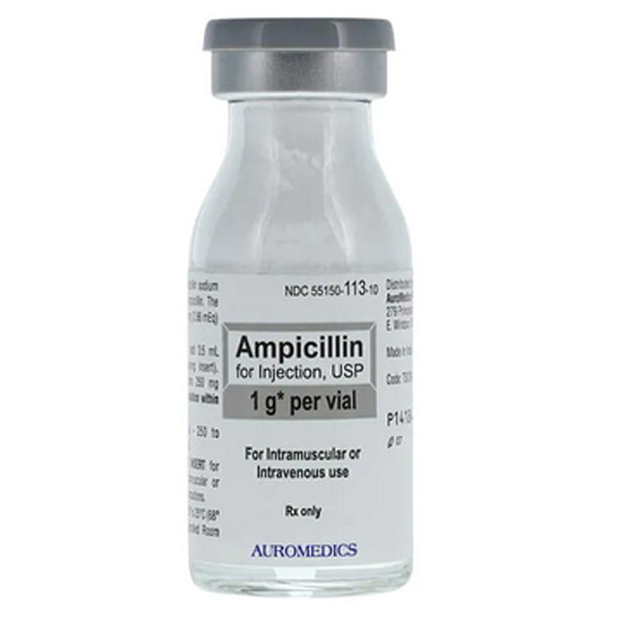 Ampicillin Sodium Injection 1 Gram 10 mL Powder Vial  (Rx)