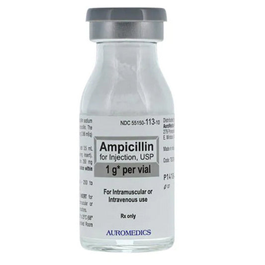 Ampicillin Sodium Injection 1 Gram 10 mL Powder Vial  (Rx)