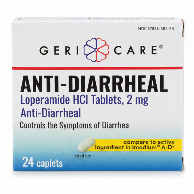 Anti-Diarrheal Relief Tablets Loperamide 2 mg by Geri-Care 24 Caplets