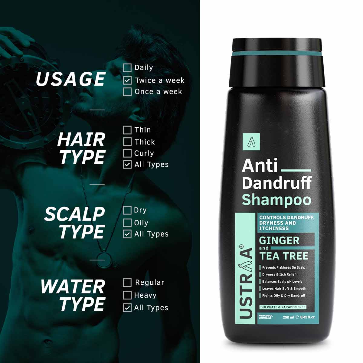 Ustraa Anti Dandruff Hair Shampoo - 250 ml
