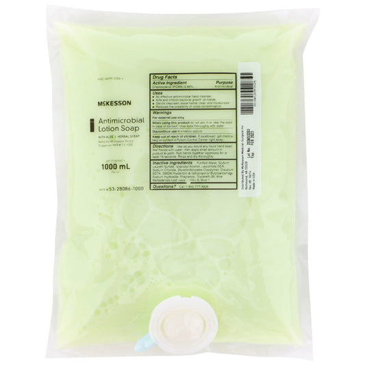 Antimicrobial Lotion Soap with Aloe 1000 mL Dispenser Refill Bag with Herbal Scent 10/Case