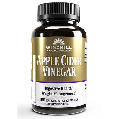 Apple Cider Vinegar Supplement for Digestive Health by Windmill 100 Capsules