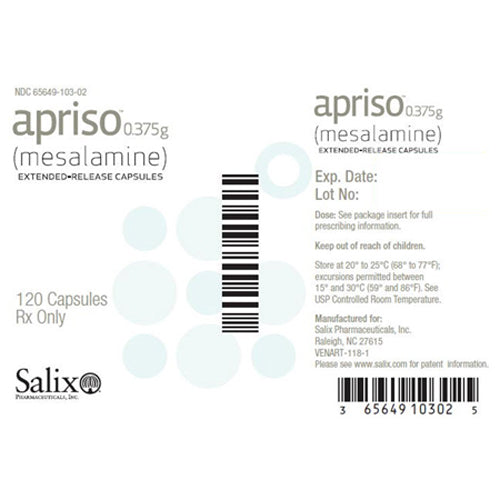 Apriso Caplets 120mg Ulcerative Colitis Treatment, 120 Capsules (Rx)
