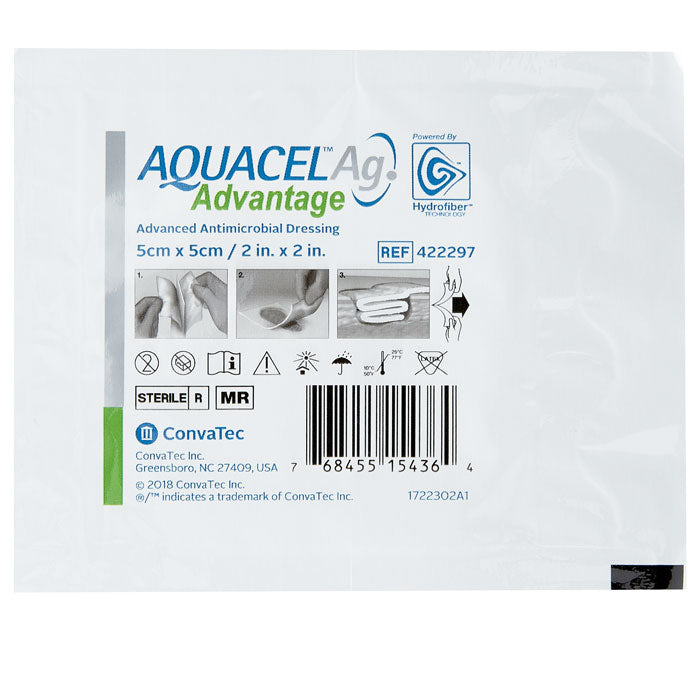 Aquacel Ag Advantage Silver Hydrofiber Dressings Square 2 x 2 inches