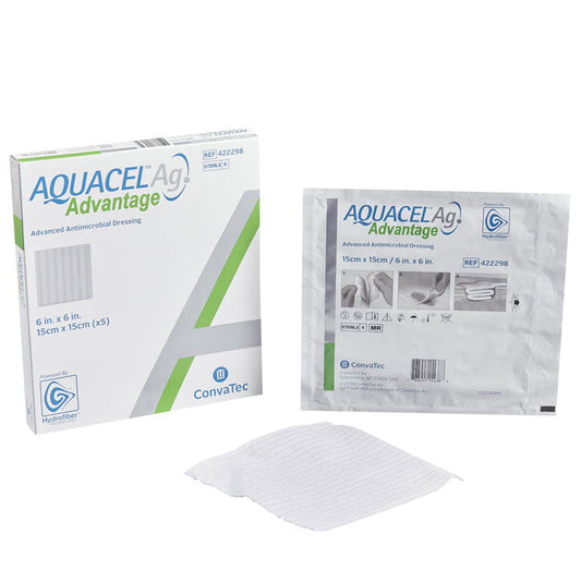 Aquacel Ag Advantage Silver Hydrofiber Dressings Square 6 x 6 inches