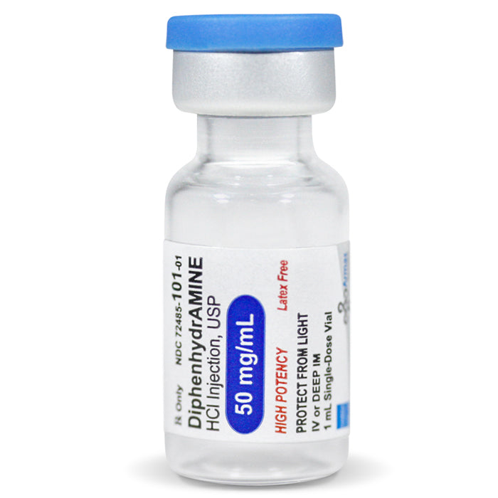 Diphenhydramine Injection 50 mg/mL Benadryl Injection Vial 1 mL x 25/Tray (Rx)