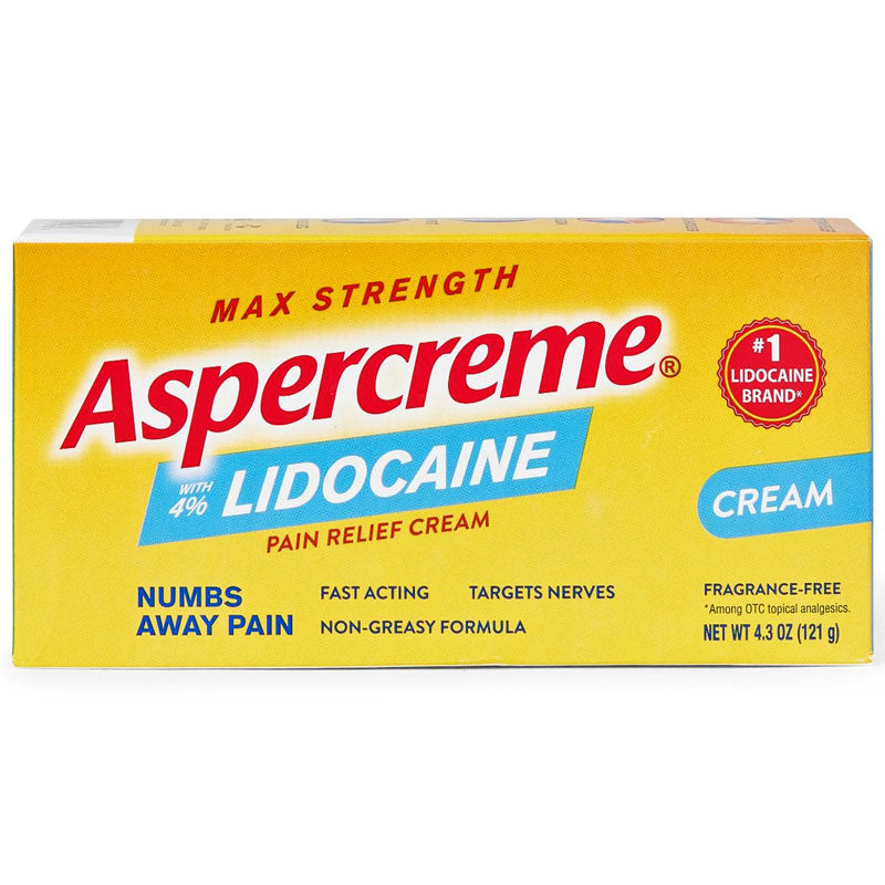 Aspercreme with Lidocaine Pain Relieving Cream, Fragrance Free 4.3 oz