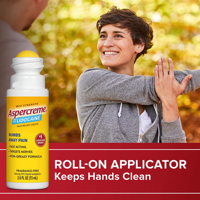 Aspercreme Roll-On Lidocaine Pain Relief with Rosemary & Mint No Mess Applicator