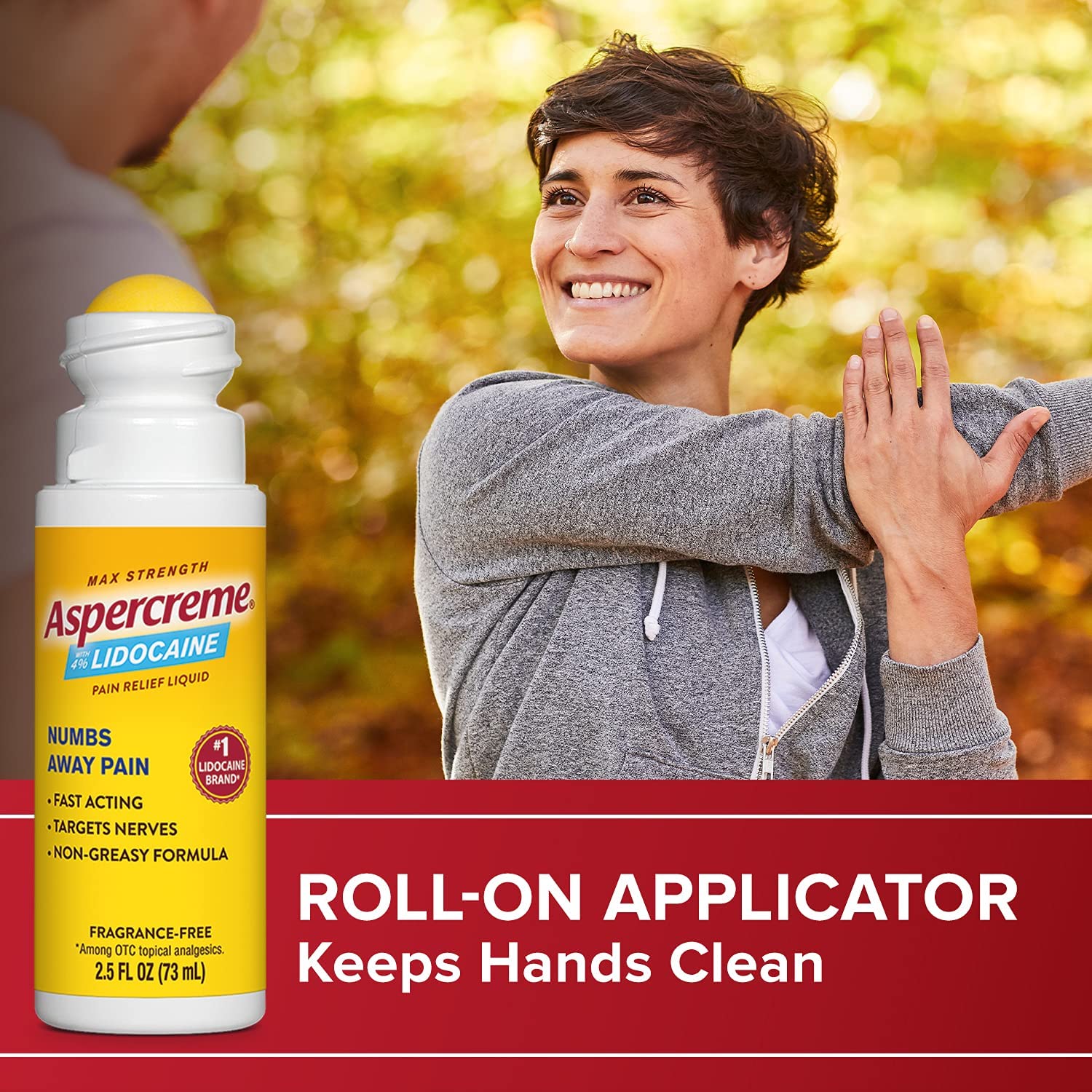 Aspercreme Roll-On Lidocaine Pain Relief with Rosemary & Mint No Mess Applicator