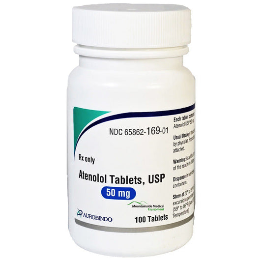 Atenolol Tablets 50 mg by Aurobindo Pharma 100 Count (RX)