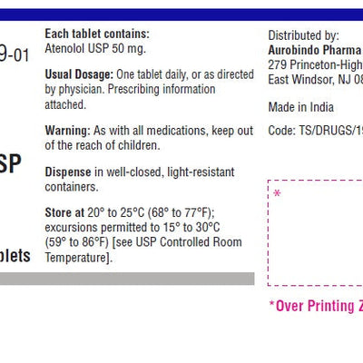 Atenolol Tablets 50 mg by Aurobindo Pharma 100 Count (RX)