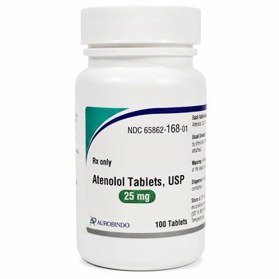 Atenolol Tablets 25 mg by Aurobindo Pharma 100 Count (RX)