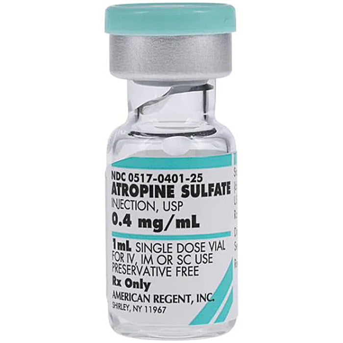 Atropine Sulfate Injection 0.4mg/mL Single-Dose Vials 1 mL x 25/Pack (Rx)