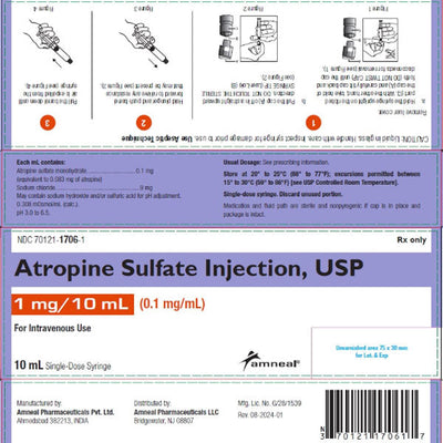Atropine Sulfate Injection Prefilled Syringes 0.1 mg / mL Preservative Free 10 mL x 24/Box