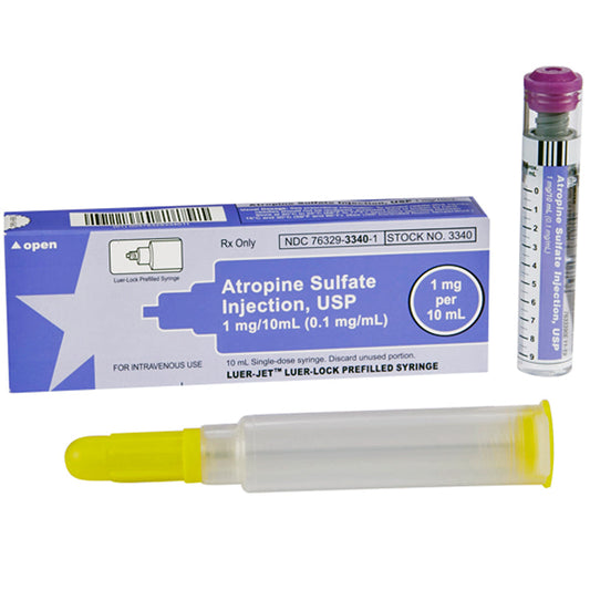 Atropine Sulfate Prefilled Syringe 0.1 mg Antidote Luer-Jet 10 mL (Rx)