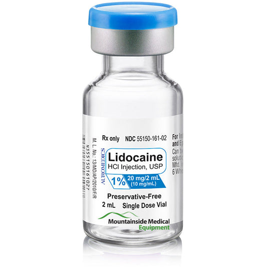 Lidocaine HCl Injection 1% 20 mg/2 mL Single Dose Vials, Preservative-Free 2 mL x 10/Pack (Rx)