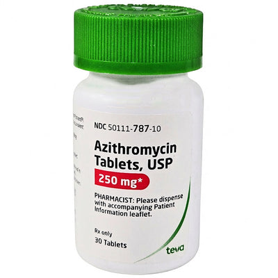 Azithromycin 250 mg Tablets by Teva Pharma 30 Count (Rx)