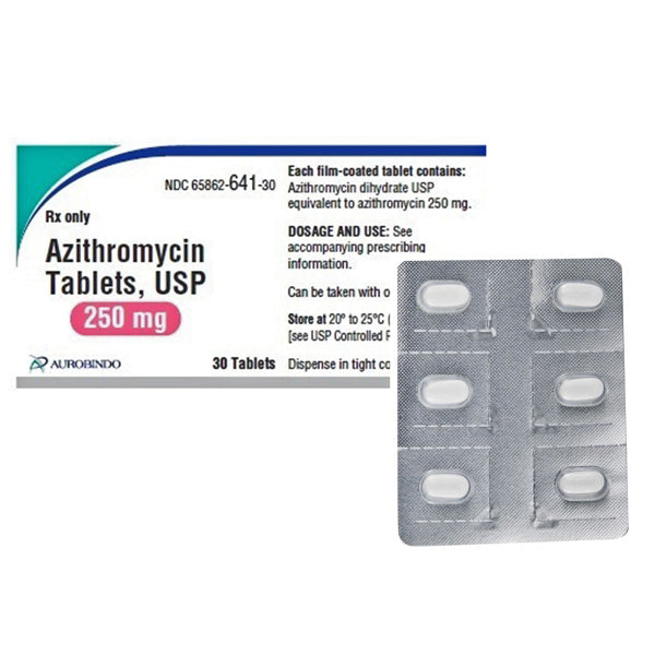 Azithromycin 250 mg Tablets Blister Pack (3x6) 18 Count (RX)