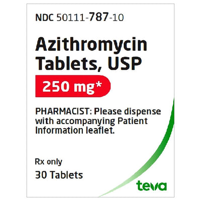 Azithromycin 250 mg Tablets by Teva Pharma 30 Count (Rx)