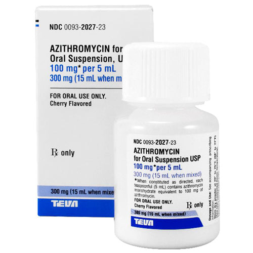 Azithromycin Oral Suspension Solution 100 mg/5 mL (15 mL) (Rx)