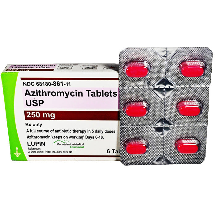Azithromycin Tablets 250 mg Blister Pack of 6 by Lupin (RX)