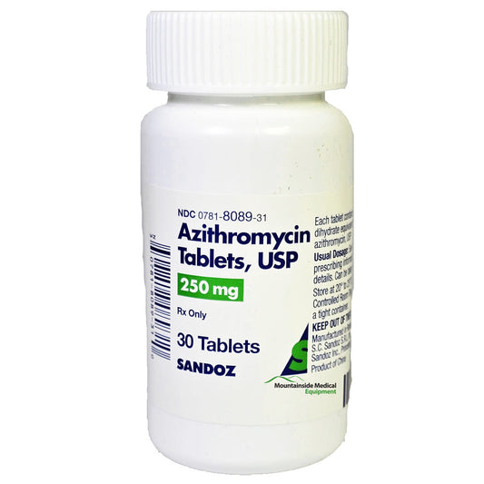 Azithromycin 250 mg Tablets (Generic Z Pack) Antibiotic for Infections, 30 Count (Rx)