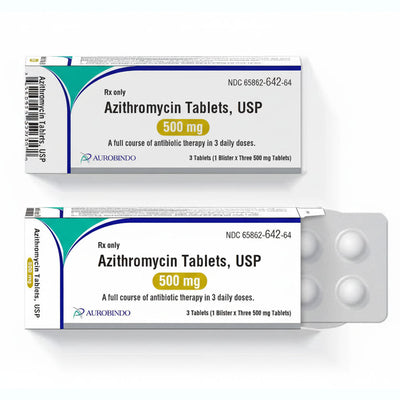 Azithromycin 500mg Tablets Antibiotic 3-Pack (Rx)