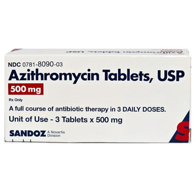 Azithromycin 500 mg Tablets Antibiotic (3-Pack) Sandoz (Rx)
