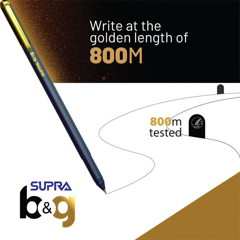 Supra B&G 0.7mm Rose Gold Ball Point Pen Card Pack | Blue Ink, Set Of 10